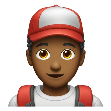 a young man with a red cap sticker