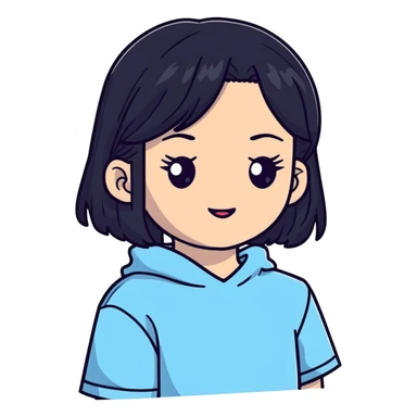 Jennie from BLACKPINK K-pop idol with black hair sticker