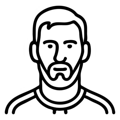 icon of Lionel Messi, simplified and stylized, inspired by Airbnb category icons, minimal lines, clear facial features, short hair and beard, no text sticker