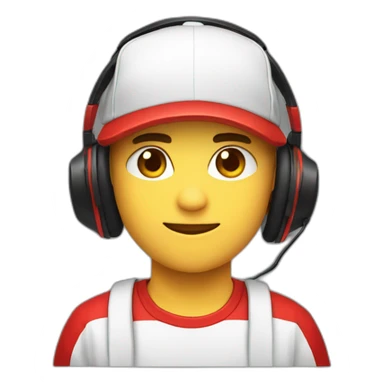 White Streamer wearing a back cap and red headphone with a shirt black and red squares sticker