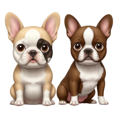 White French bulldog sitting next to brown Boston terrier sticker