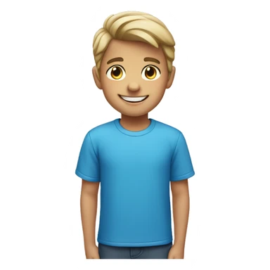 smiling boy in blue shirt sticker