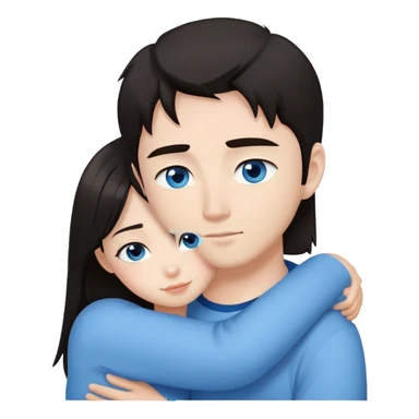 Asian girl cuddles white guy (blue eyes) sticker