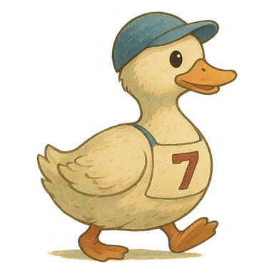 cartoon duck for a duck race in ghibli style sticker