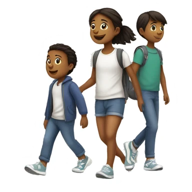 Two brothers with their sister going for a walk sticker