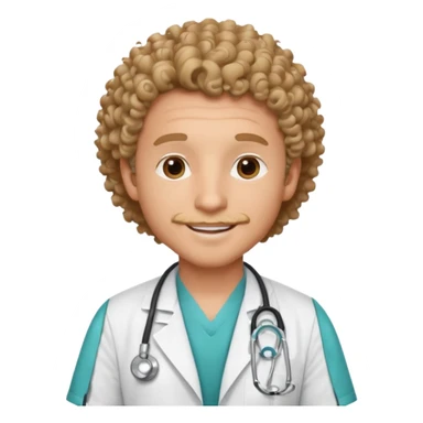 a male doctor with curly hair and cheerful face sticker