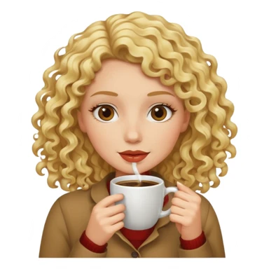 curly blonde woman drink coffee sticker