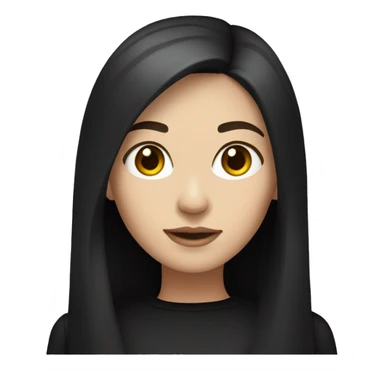 white skin woman with dark long brown straight hair and dark brown eyes, black long sleeve  sticker