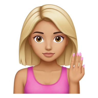 A blonde girl with highlight in her hair with Latina makeup with a pink top on  sticker