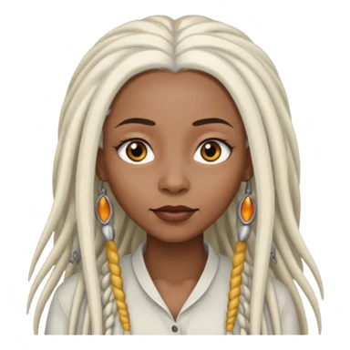 black woman with gray eyes with long white dreadlocs sticker