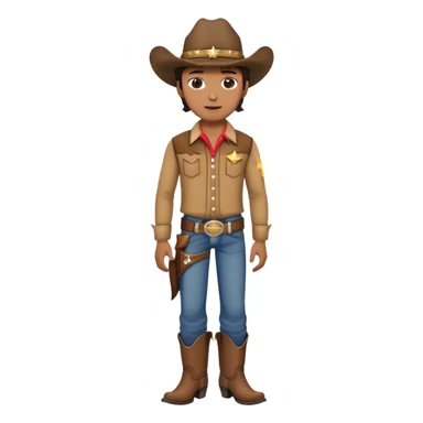 Cowboy with a star on his shirt, wearing a cowboy hat and boots sticker