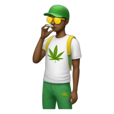 Weed smoker with lacoste yellow puffer sticker