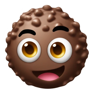 Create a chocolate truffle with very animated eyes and a lively expression. The truffle should look rich and glossy. Use a simple background to highlight the truffle. sticker