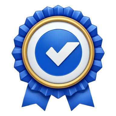 A high-resolution 3D emoji of a social media verification badge. A vibrant royal blue circular seal (hex #405DE6) with jagged, ribbon-like edges and a crisp white checkmark in the center. The style is glossy and slightly raised, featuring soft studio lighting on a clean white background." sticker