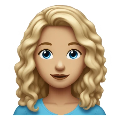 Medium skim tone teenage girl, wavy long hair, blue eyes sticker
