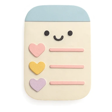 soft pastel kawaii rounded to-do list with pastel hearts as checkboxes in paper craft style sticker