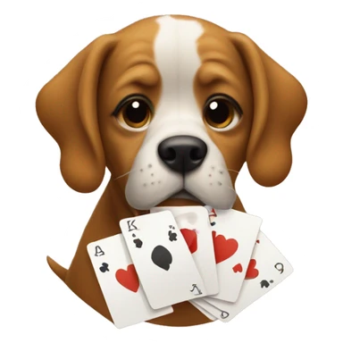 dog playing with a deck of cards sticker
