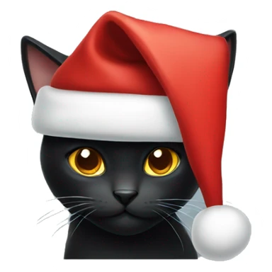Black cat wearing santa hat sticker
