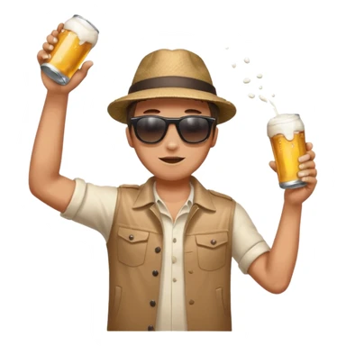 throwing beer can with the arm up in the air with spills from the can sticker