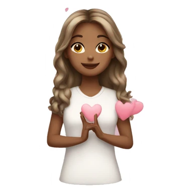 White girl sending hearts sticker