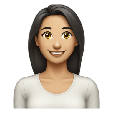 mujer morena sonriendo, cabello largo y lacio sticker