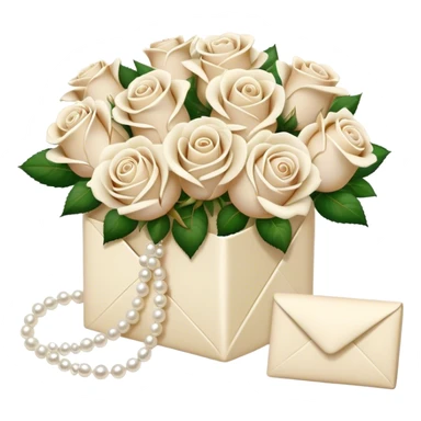 Ivory- beige colored love letter and a bouquet of white and pearl roses  sticker