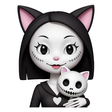 kuromi from hello kitty and Jack Skellington kissing sticker