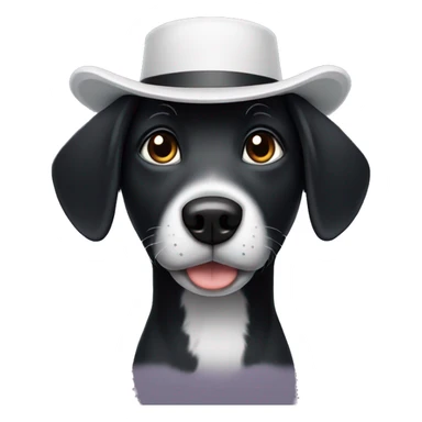 Black dog with white hat sticker