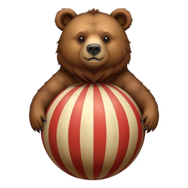 Vintage circus grizzly bear standing on striped ball sticker