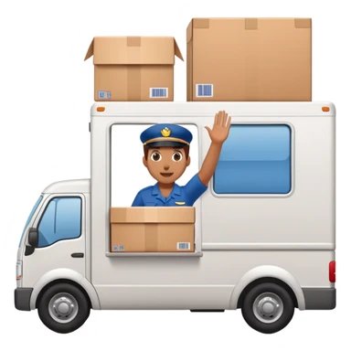 delivery truck with a supplier waving from the window, back of the truck completely filled with packages sticker