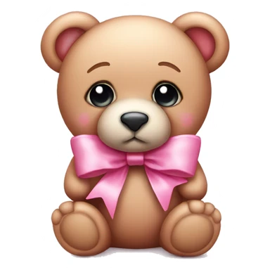 Cute pink teddy bear wearing pink bow with tears in eyes  sticker