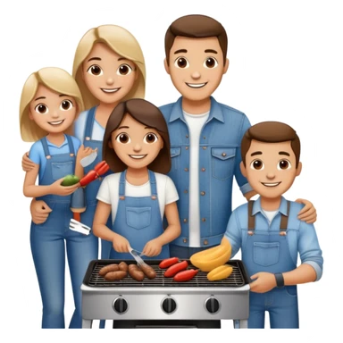 Turkish beautiful finished islamic family denim clothes and make bbq time sticker