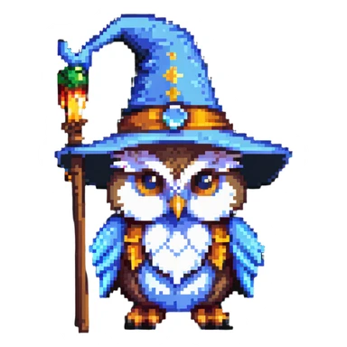 owl with a wizard hat sticker
