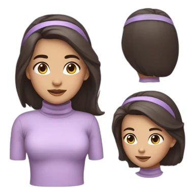 Girl with Dark hair and turtleneck light purple shirt and light purple headband sticker