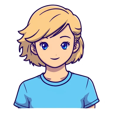 light gentle 20 year old girl in a shirt, light hair, blue eyes sticker