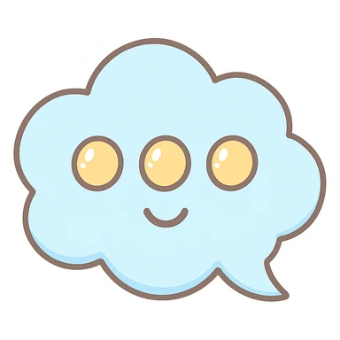 kawaii style cloud-shaped speech bubble with three dots in the center symbolizing writing, representing a post caption as a comment sticker