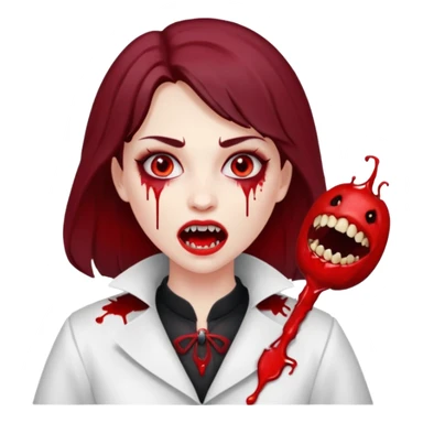 Women Vampire with white coat dress and eyes should be red with blood & opened mouth and teeth sticker