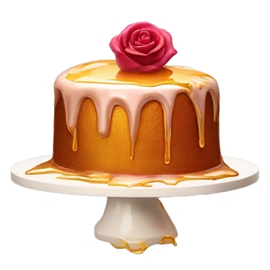 Rose gold cut cake with golden syrup oozing out of ig sticker