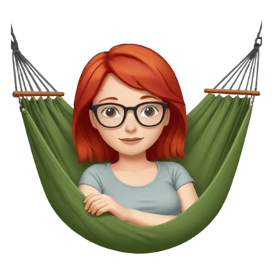 une femme avec les cheveux rouge et des lunettes qui se repose dans un hamac sticker