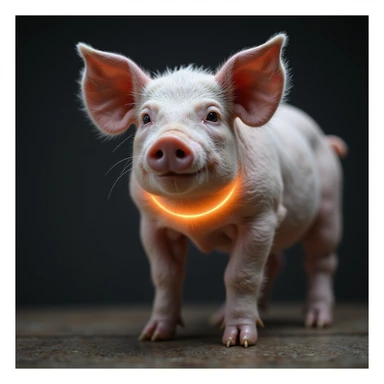 pig with the thyroid area indicated by a glowing halo or colored outline on the neck, rest of the body normal, white background, clean didactic style, hyperrealistic 4K sticker