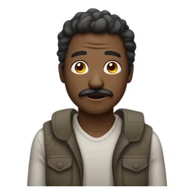 Generate an image of an African man emoji with a tired expression and a distinctive mustache, capturing a sense of weariness or fatigue sticker