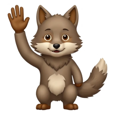 wolf waving his hand while he's standing sticker