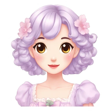 Gorgeous pastel anime style lady with blushing face and a dress cottagecore fairycore  Kawaii anime colorful pearly romantic simplistic aesthetic trending style sticker