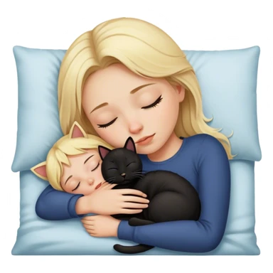 Blonde girl sleeping with black cat sticker