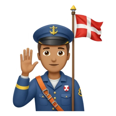 Keeper raising signal flag at lighthouse sticker