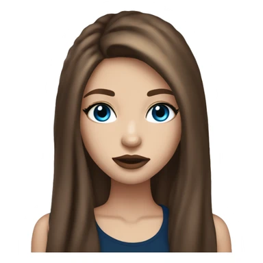 a pretty girl with beutiful long brown hair blue eyes lashes big lips and a  basic black top sticker
