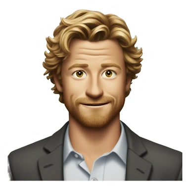 Young Simon Baker with a beard sticker