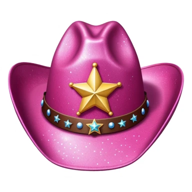 pink glittery cowgirl hat whit sherif star sticker