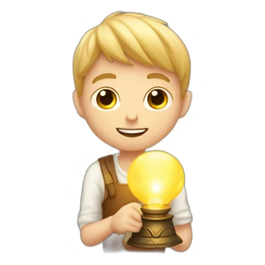 A white boy with a magical lamp sticker