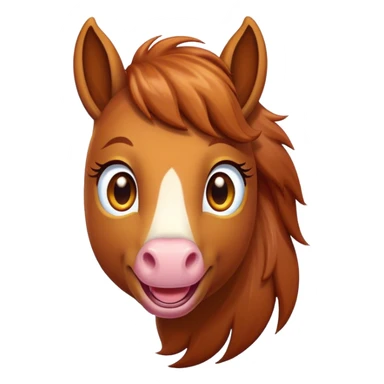 Cinematic Comical Chestnut Horse Portrait Emoji, Head tilted dramatically with an exaggeratedly amused expression, featuring a striking chestnut fur with a glossy finish and wide, expressive amber eyes filled with playful disbelief, Simplified yet hilariously expressive features, highly detailed, glowing with a slightly sassy glow, high shine, dramatic yet playful, stylized with an air of cheeky mischief, bright and endearing, soft glowing outline, capturing the essence of a spirited and over-the-top horse, so meme-worthy it feels like it could side-eye its way into internet fame instantly! sticker